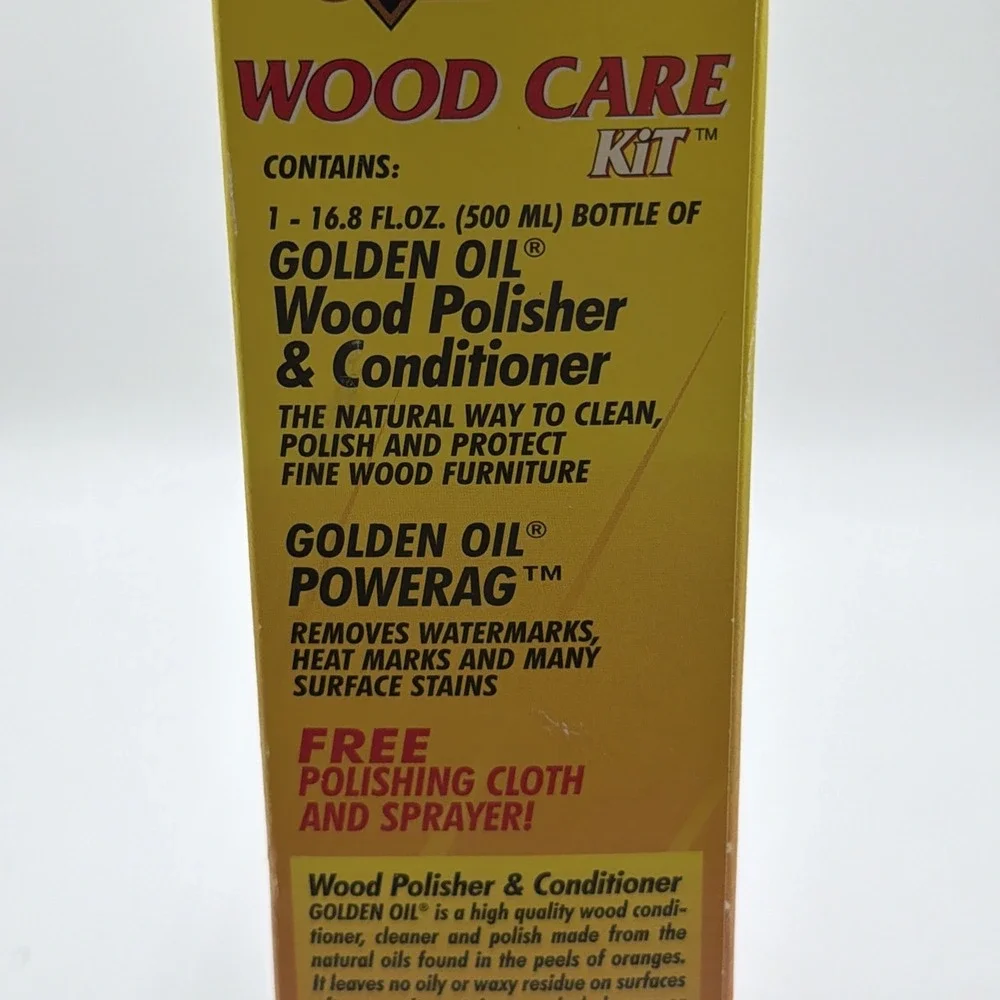 Rare Golden Oil Wood Care Kit Polisher & Conditioner Power Rag As Seen On TV